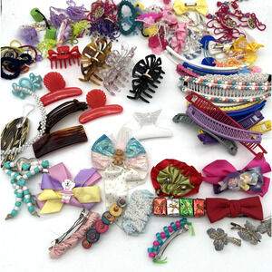 Huge Lot Of Vintage Hair Accessories. Clips, Ties Etc Over 70 Pieces